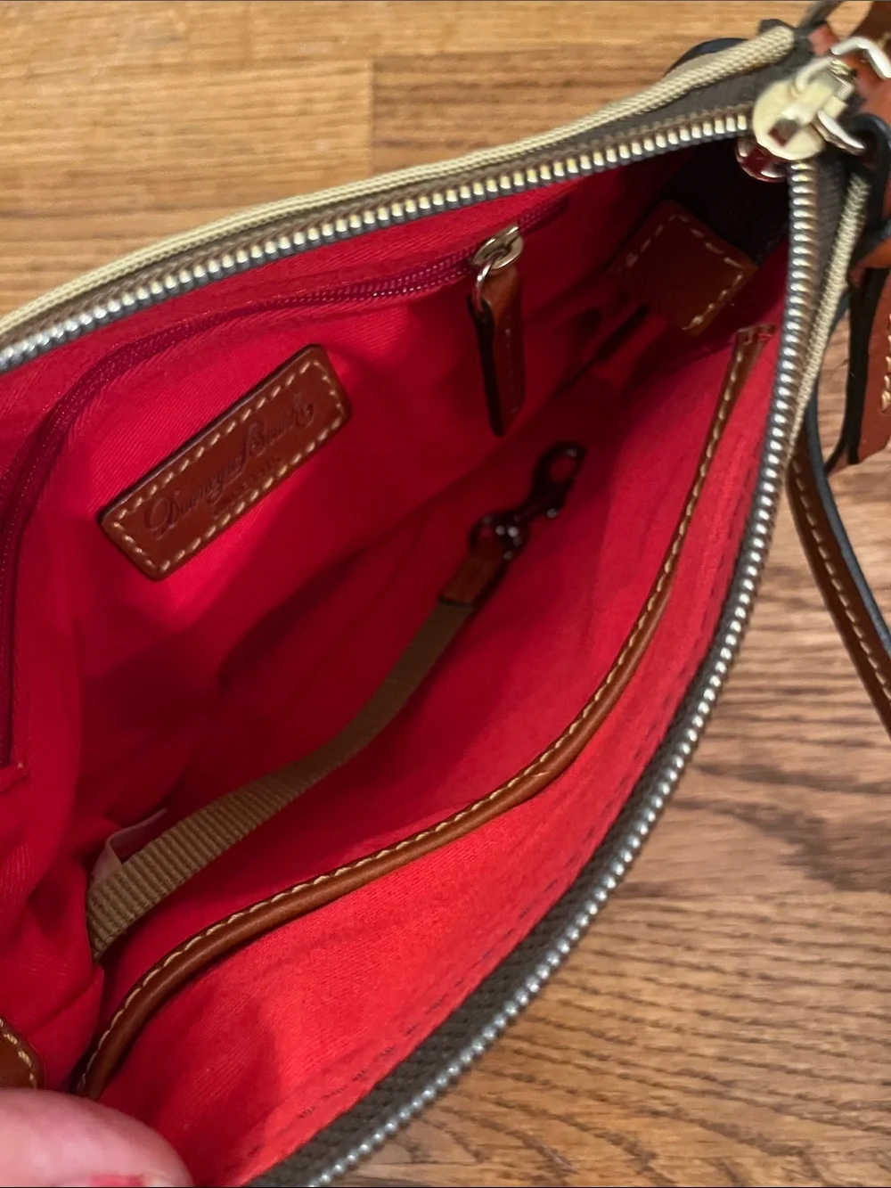 Dooney & Bourke Khaki Nylon Crossbody Pouchette Bag